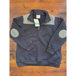 Love That Cotton Navy Blue Pull Over Gingham Details Quarter Zip Girls 10-12 NWT